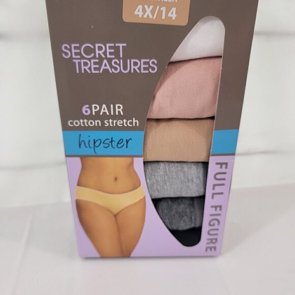 Secret Treasures Women’s Cotton Stretch 6 Pack Hipster Panties – Size 4X NEW - Picture 7 of 13